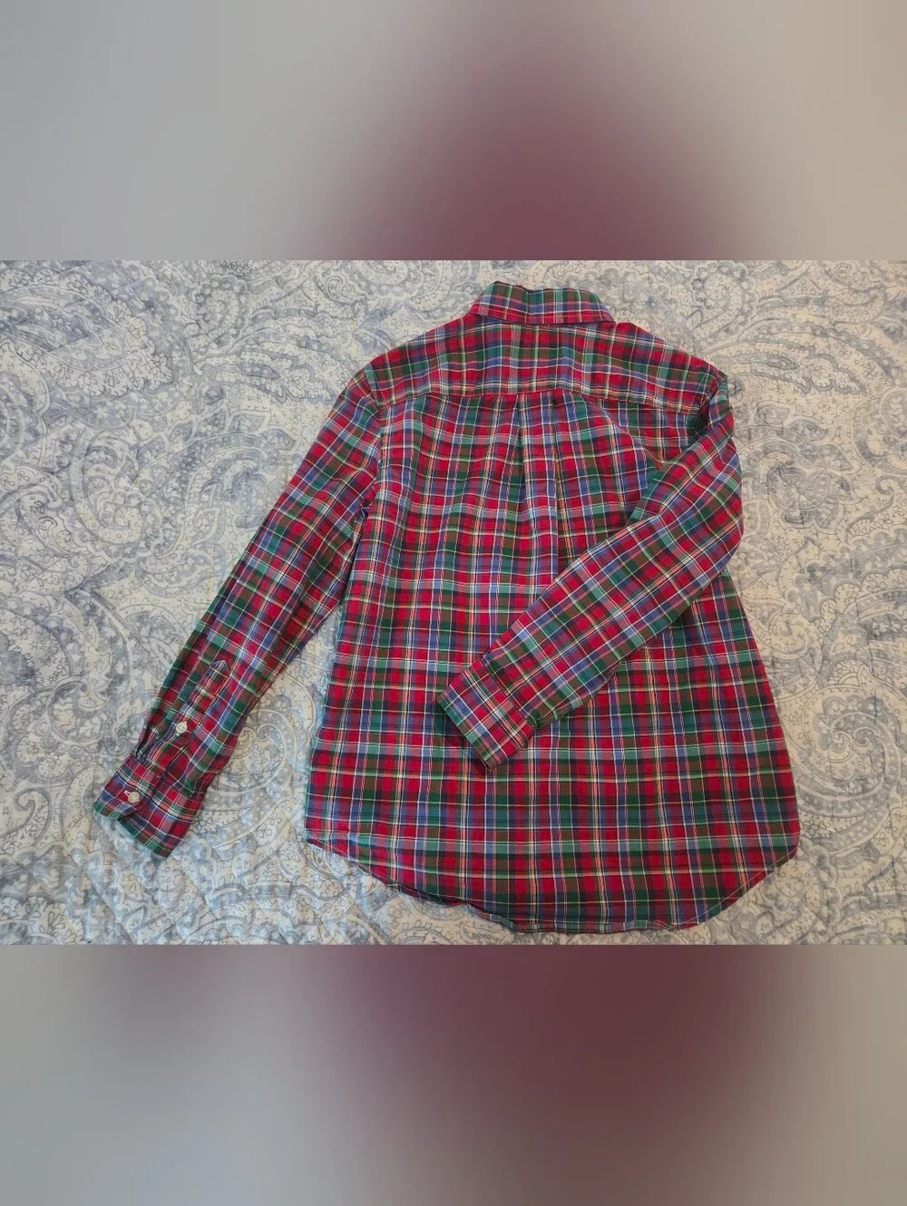 Boy's Red & Green Plaid Button-Down Shirt